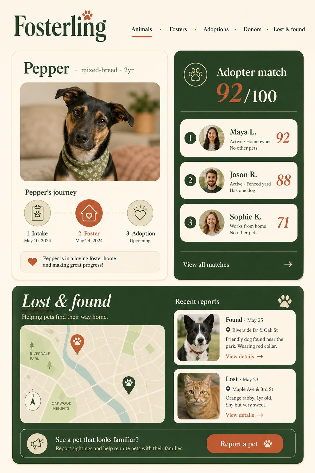 Fosterling product interface