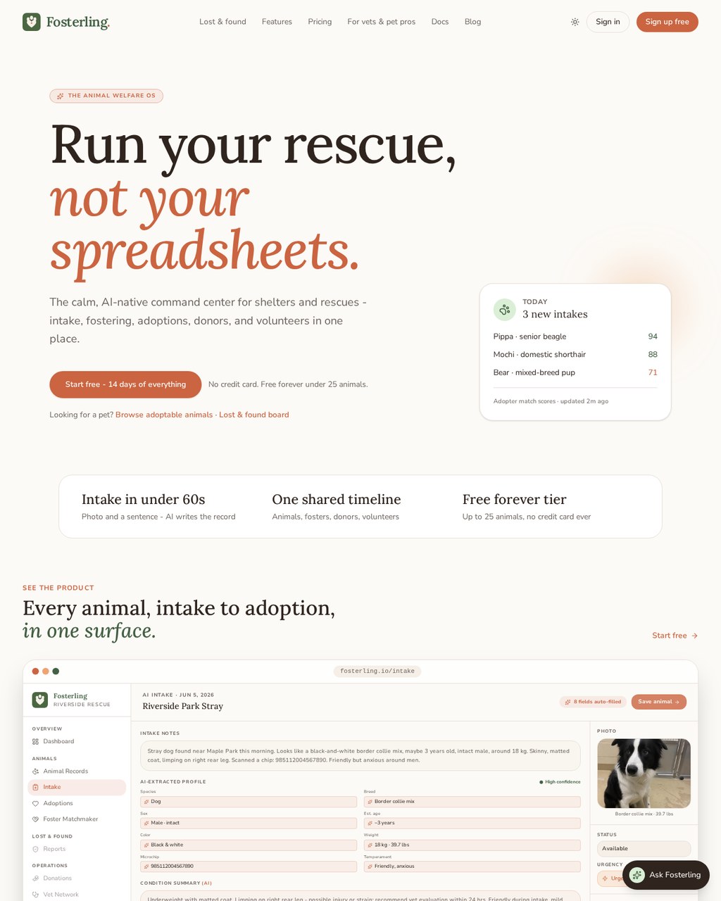 Fosterling product interface